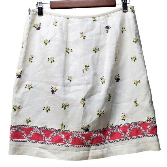 LOFT Vintage Women's Petite Linen Floral Pattern Skirt Size 6P - Picture 2 of 5